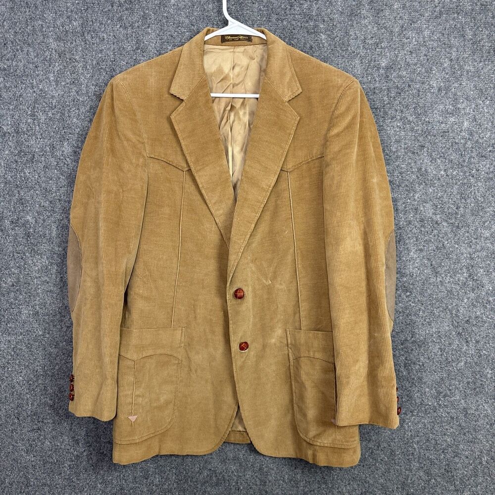 Warren Sewell Corduroy Blazer Suit Jacket Mens 42 Brown Elbow Pads cottagecore